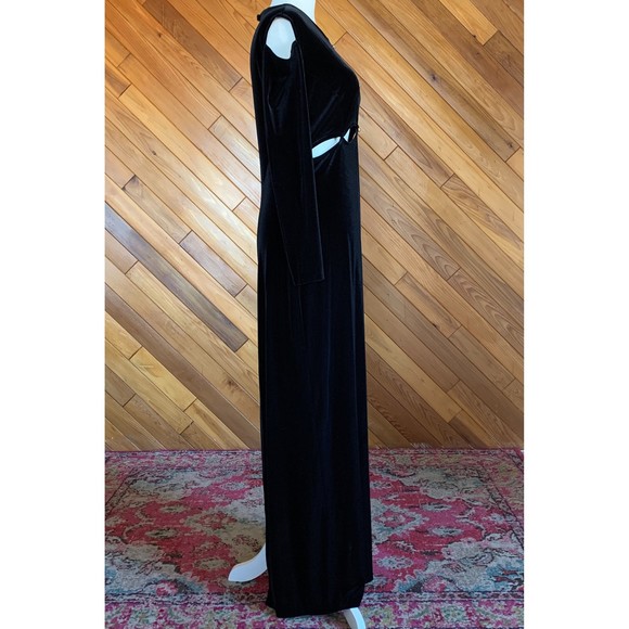 Vintage 80s/90s Velvet Cold Shoulder Maxi Dress - Picture 3 of 8